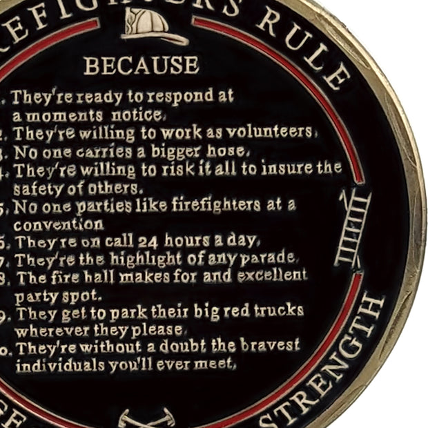 Firefighters Rule Challenge Coin ISAIAH 43:2 Firemans Medallion