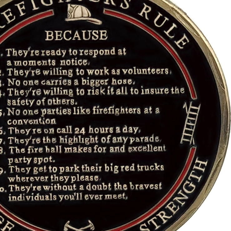 Firefighters Rule Challenge Coin ISAIAH 43:2 Firemans Medallion