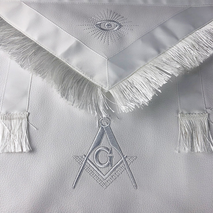 Masonic Blue Lodge Master Mason White Apron w/ Fringe