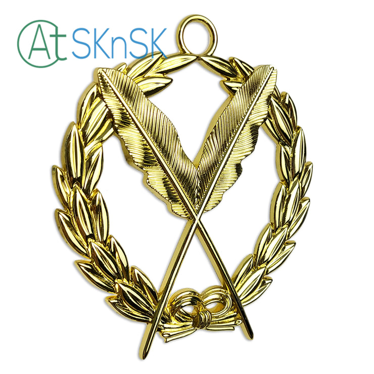 Masonic Secretary Gold Jewel Pendant the Feather Quill