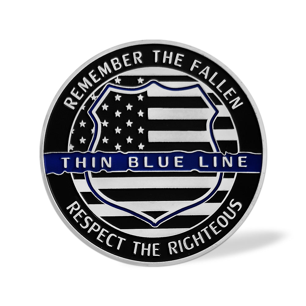 US Police Officer Thin Blue Line Lion Challenge Coin