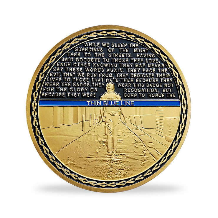 Blessd Are the Peacemaker Police Challenge Coin Thin Blue Line Spartan Spirit