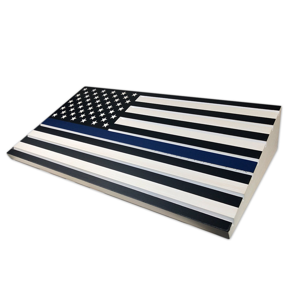 Thin Blue Line/ Stars and Stripes Engraving Challenge Coin Display