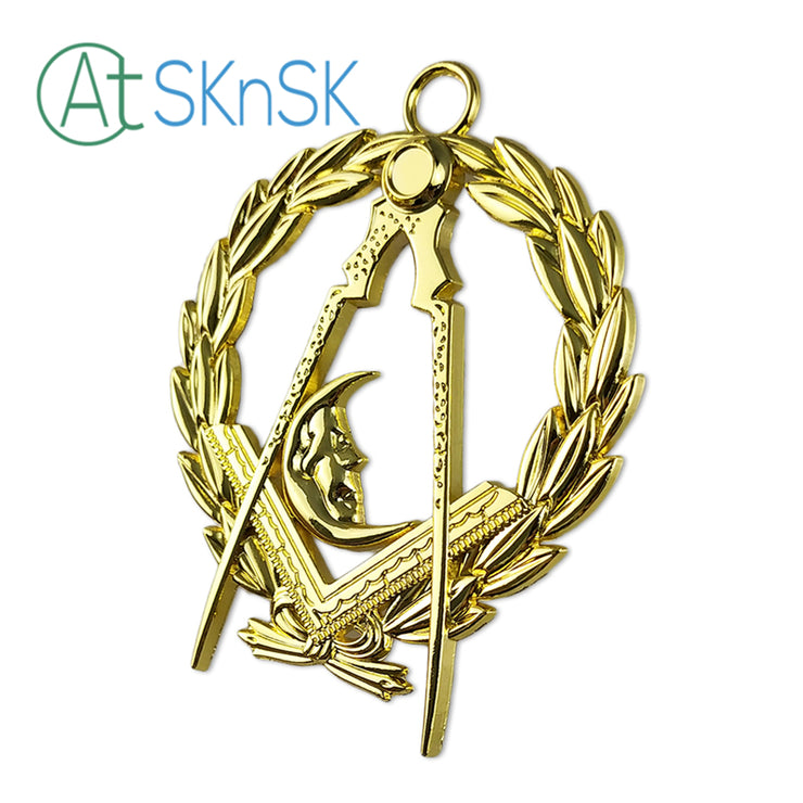 Masonic Junior Deacons Gold Jewel Pendant the Compass Moon Symbol