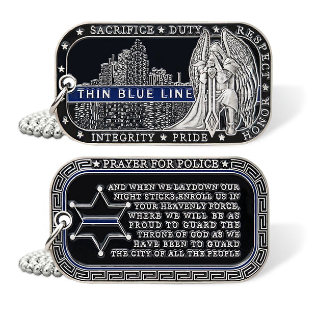Law Enforcement Challenge Coin Dog Tag St Michael Police Guardian Pendant Chain