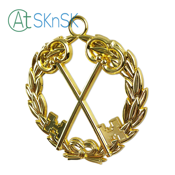 Masonic Treasurer Gold Jewel Pendant the Cross Vault Keys