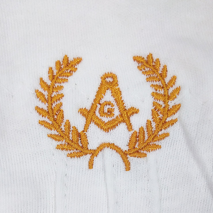 Masonic Yellow Square & Compass White Gloves