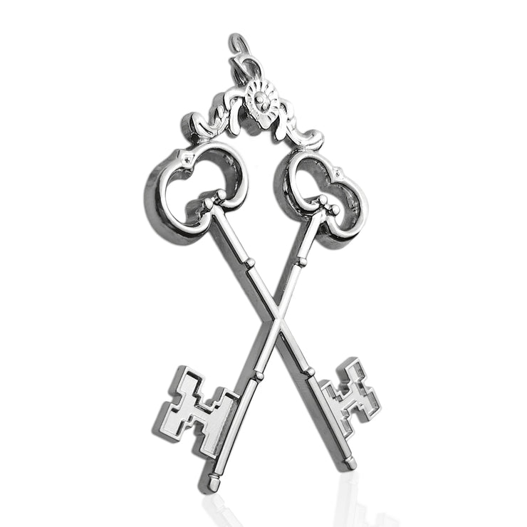 Masonic the Cross Vault Keys Treasurer Sliver Jewel Pendant