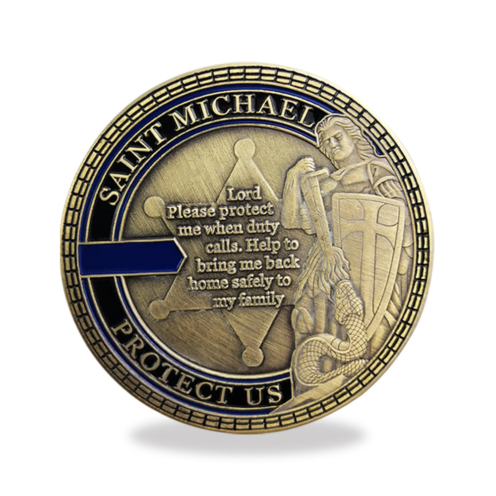 Law Enforcement Challenge Coin Sheriff Six Pointed Star St Michael Patron Saint Collectible