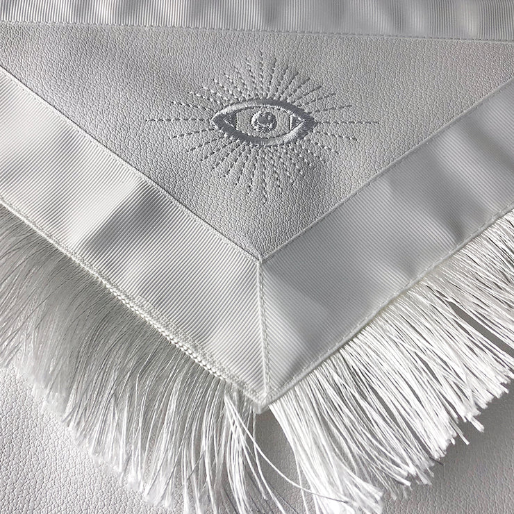 Masonic Blue Lodge Master Mason White Apron w/ Fringe