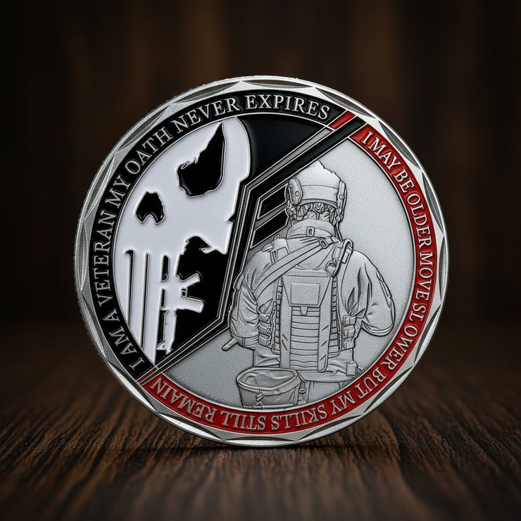 Veterans Oath Challenge Coin Served Never Expired Medallion Gift
