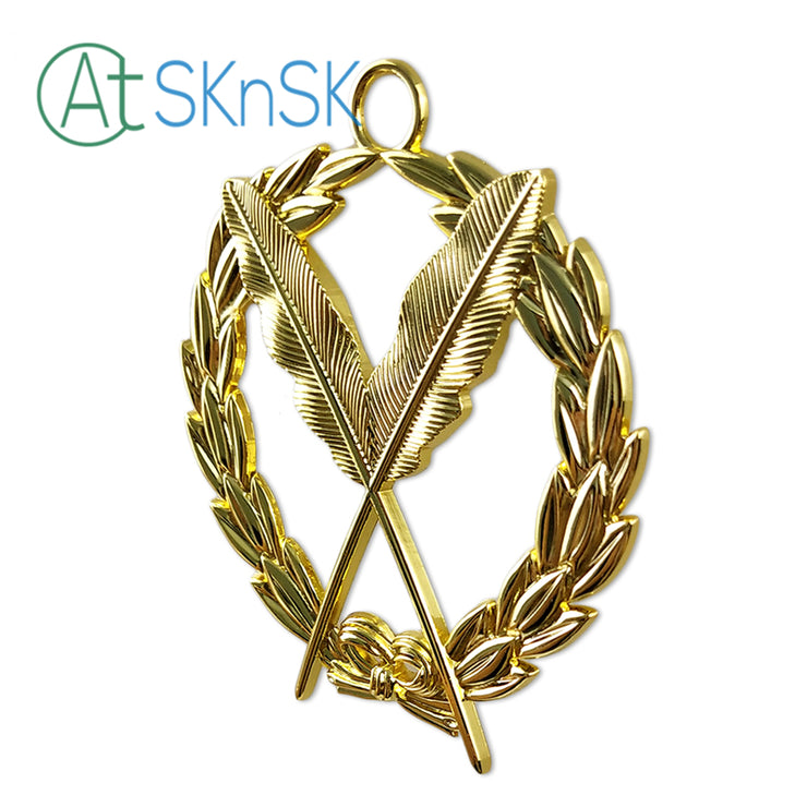 Masonic Secretary Gold Jewel Pendant the Feather Quill