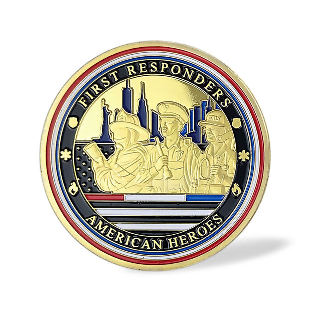 Red White Blue Line Hero Veteran Police Challenge Coin