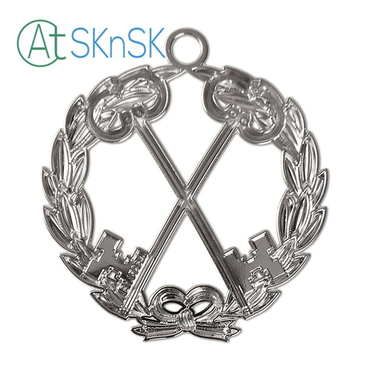 Masonic Treasurer Sliver Jewel Pendant the Cross Vault Keys
