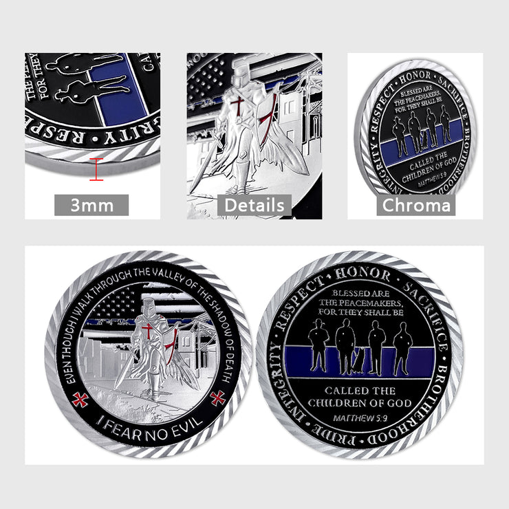 Police Justice Warrior Blue Lives Matter Challenge Coin