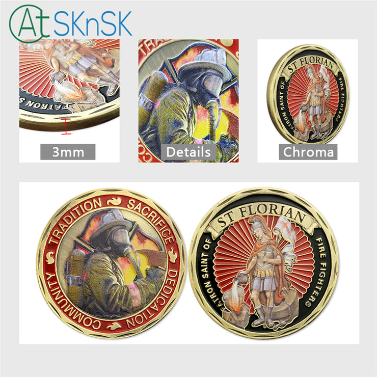 US Firefighter Motto St Florian Challenge Coin