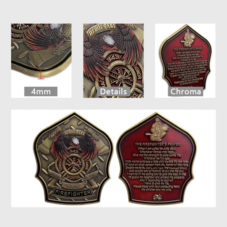 Firefighter Prayer 911 Fallen Hero Challenge Coin