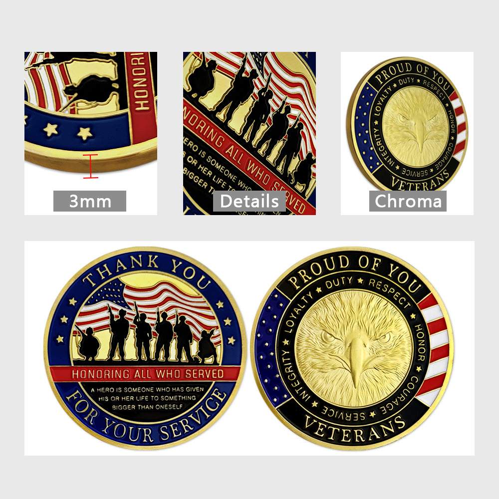 US Military Veterans Thank You for Your Service Army Appreciation Challenge Coin