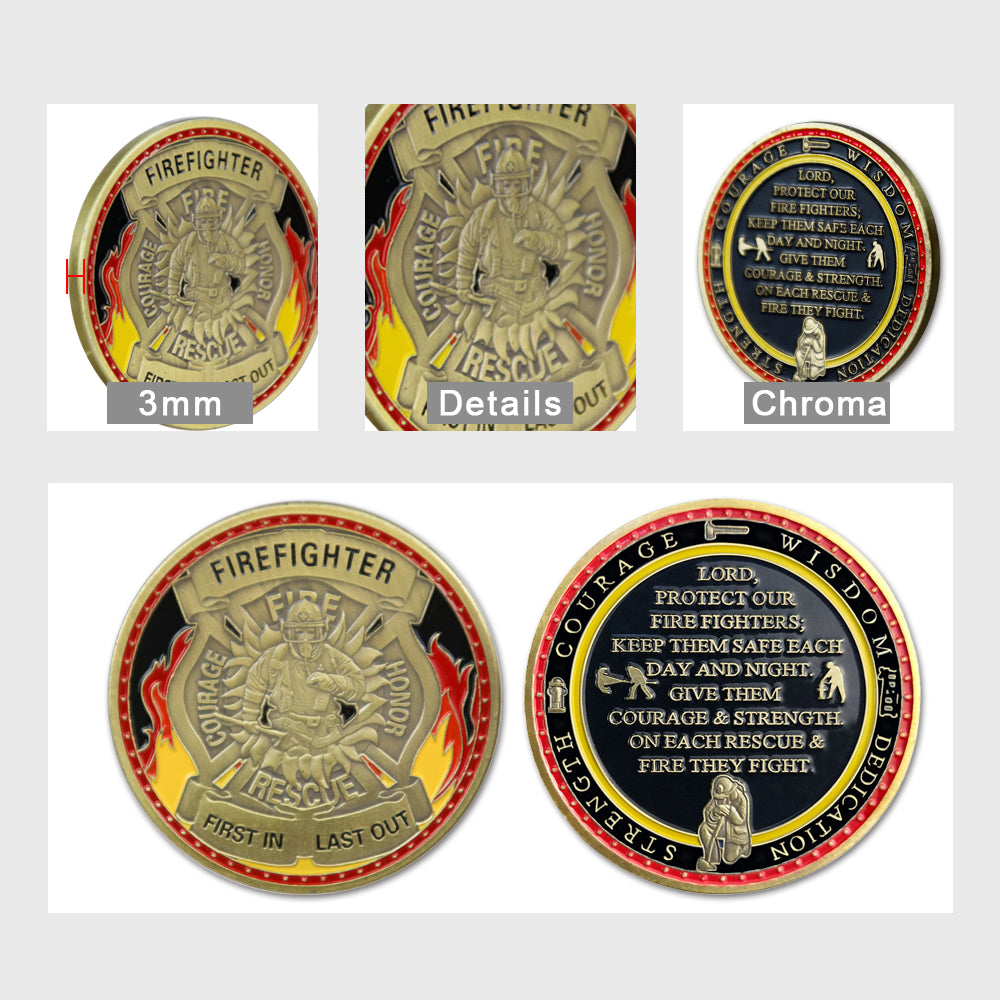 First In Last Out Firefighter Prayer Challenge Coin