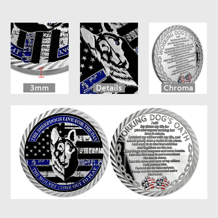 US Working Dog’s Oath The Thin Blue Line Police Challenge Coin