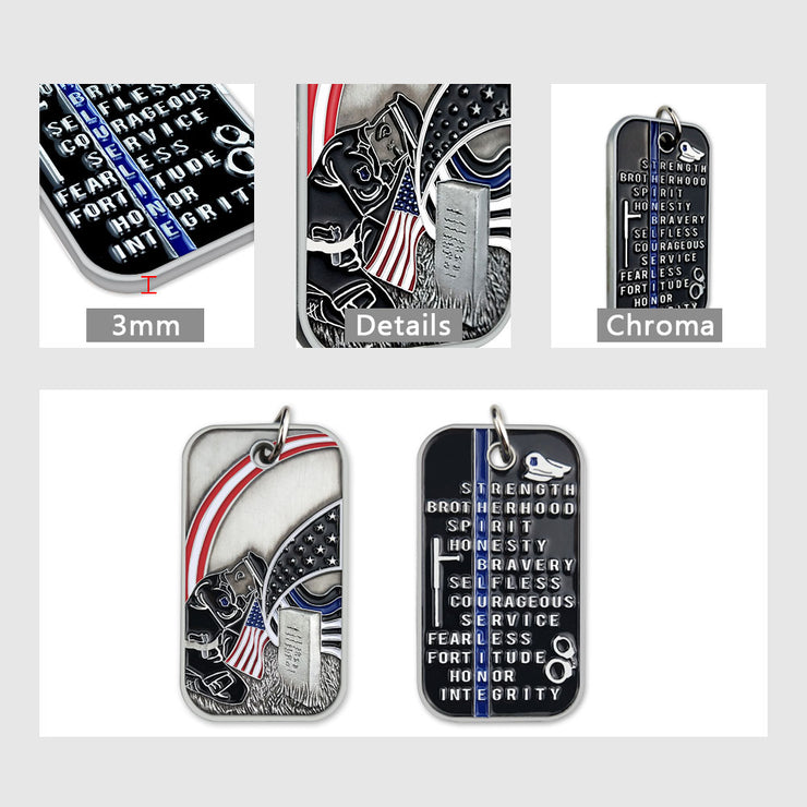 Police Commmorative Prayer Dog Tag Featured Challenge Coin Blue Lives Matter