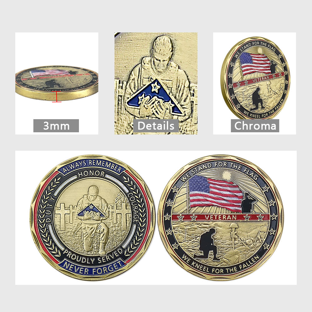 United States Veteran We Stand for the Flag Challenge Coin Military Retirement Gifts-AtSKnSK