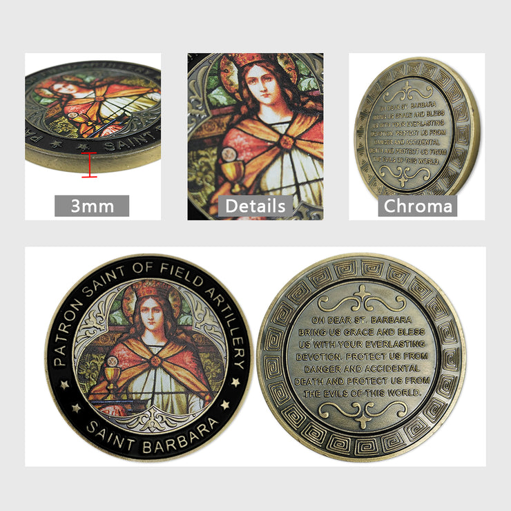 St Barbara Patron Saint of Artillery Oath Prayer Challenge Coin Military Badge