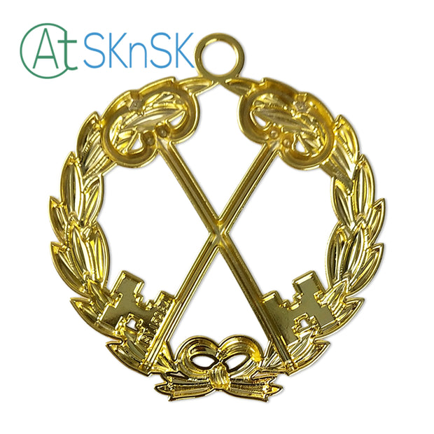Masonic Treasurer Gold Jewel Pendant the Cross Vault Keys