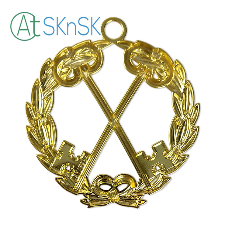 Masonic Treasurer Gold Jewel Pendant the Cross Vault Keys