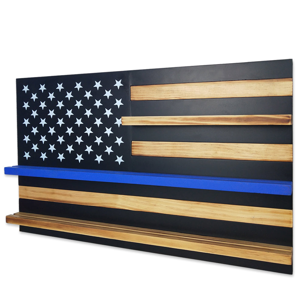 A Thin Blue Line Flag Display Wall Mountable