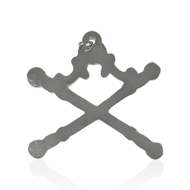Masonic Tyler Sliver Jewel Pendant Double Sword