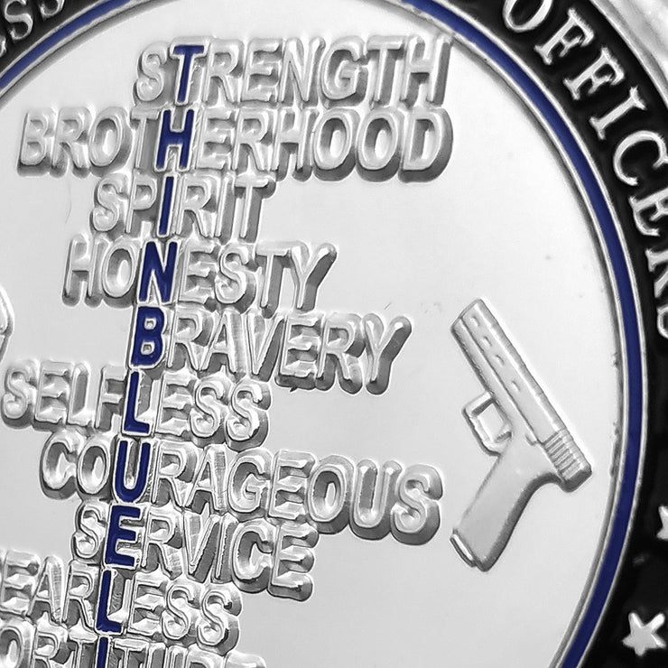 Warrior With Spear and Shield Challenge Coin Thin Blue Line Police Officers Gift Coin