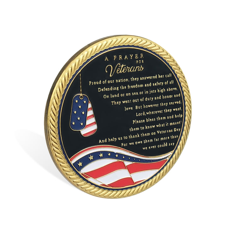 A Prayer for Veterans Challenge Coin Honoring All Who Served Medallion Gift-AtSKnSK