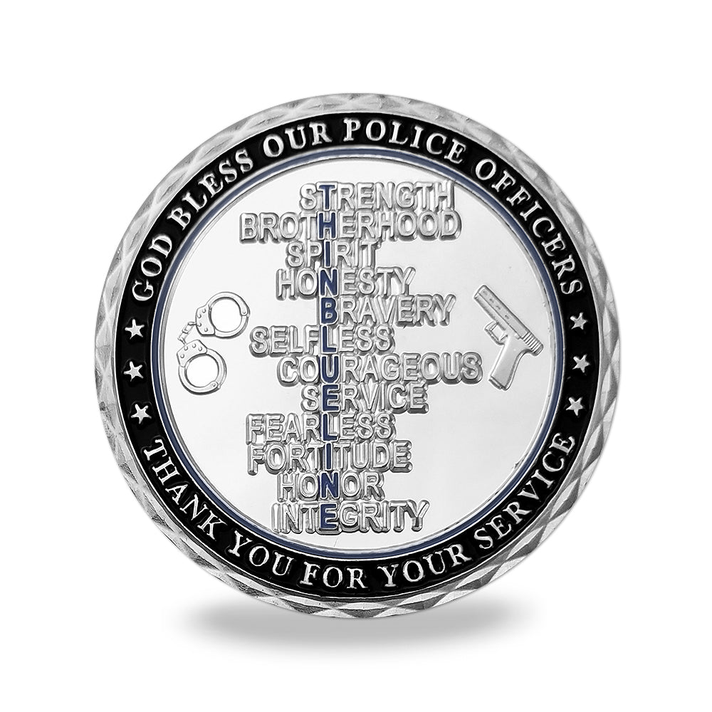 Warrior With Spear and Shield Challenge Coin Thin Blue Line Police Officers Gift Coin