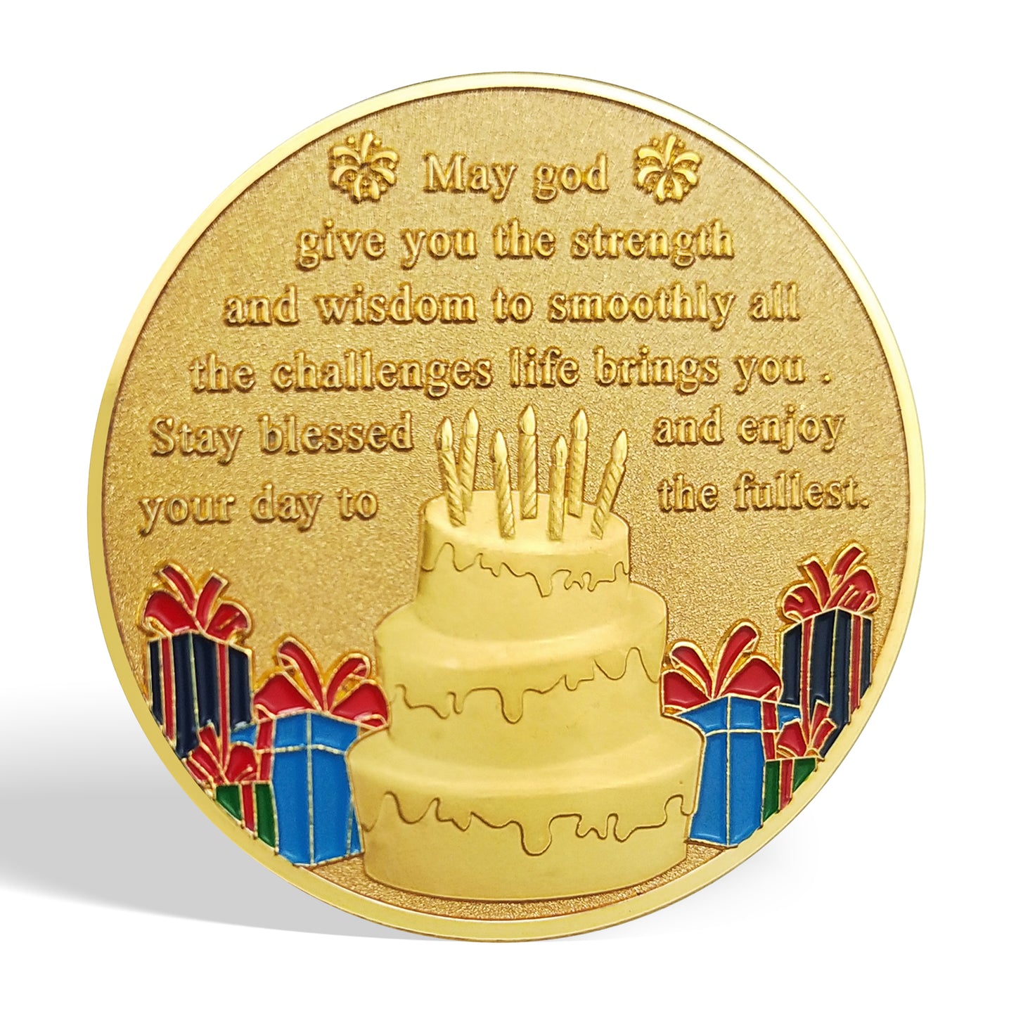Happy Birthday Coin, Christian Birthday Gifts for Friends for Siblings, Grandson or Granddaughter, Boys & Girls, The girl scatters the flowers