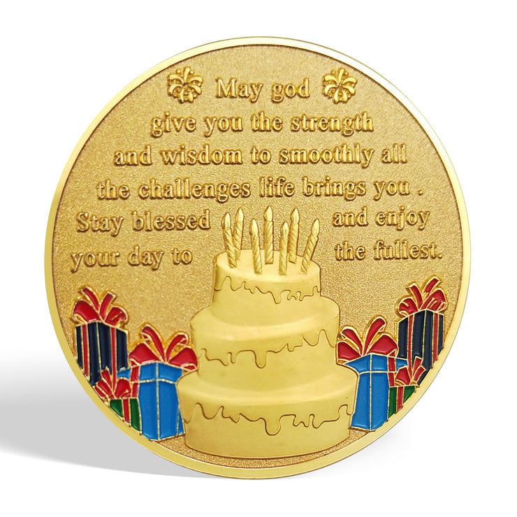 Happy Birthday Coin, Christian Birthday Gifts for Friends for Siblings, Grandson or Granddaughter, Boys & Girls, The girl scatters the flowers