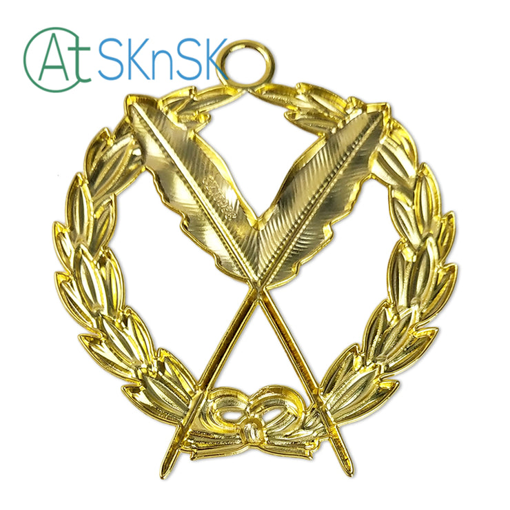 Masonic Secretary Gold Jewel Pendant the Feather Quill