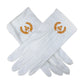 Masonic Yellow Square & Compass White Gloves