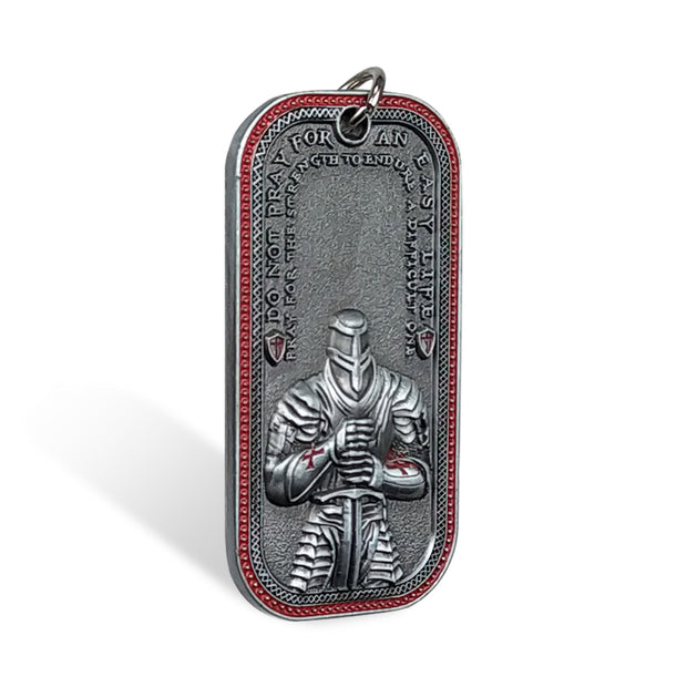 Knights Templar Cross Dog Tag Crusader Sword and Shield Life Creed Necklace
