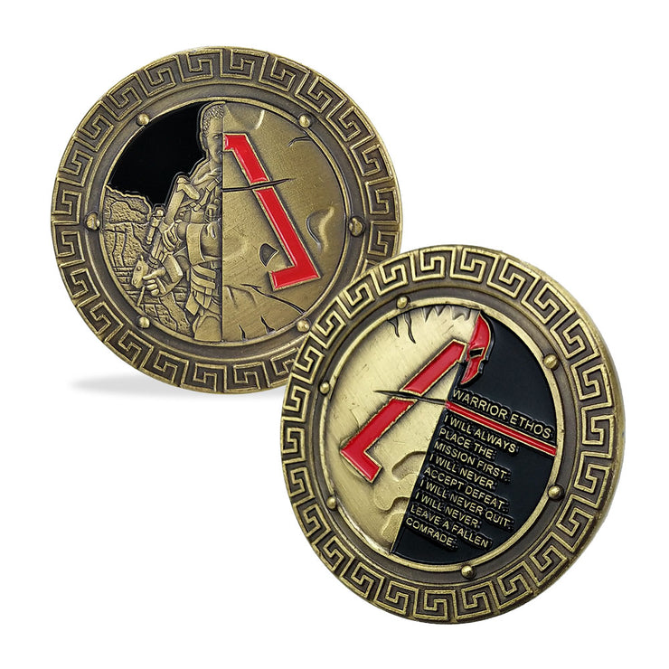 Soldier Brave as Spartan Challenge Coin Warrior Ethos Military Collecitble
