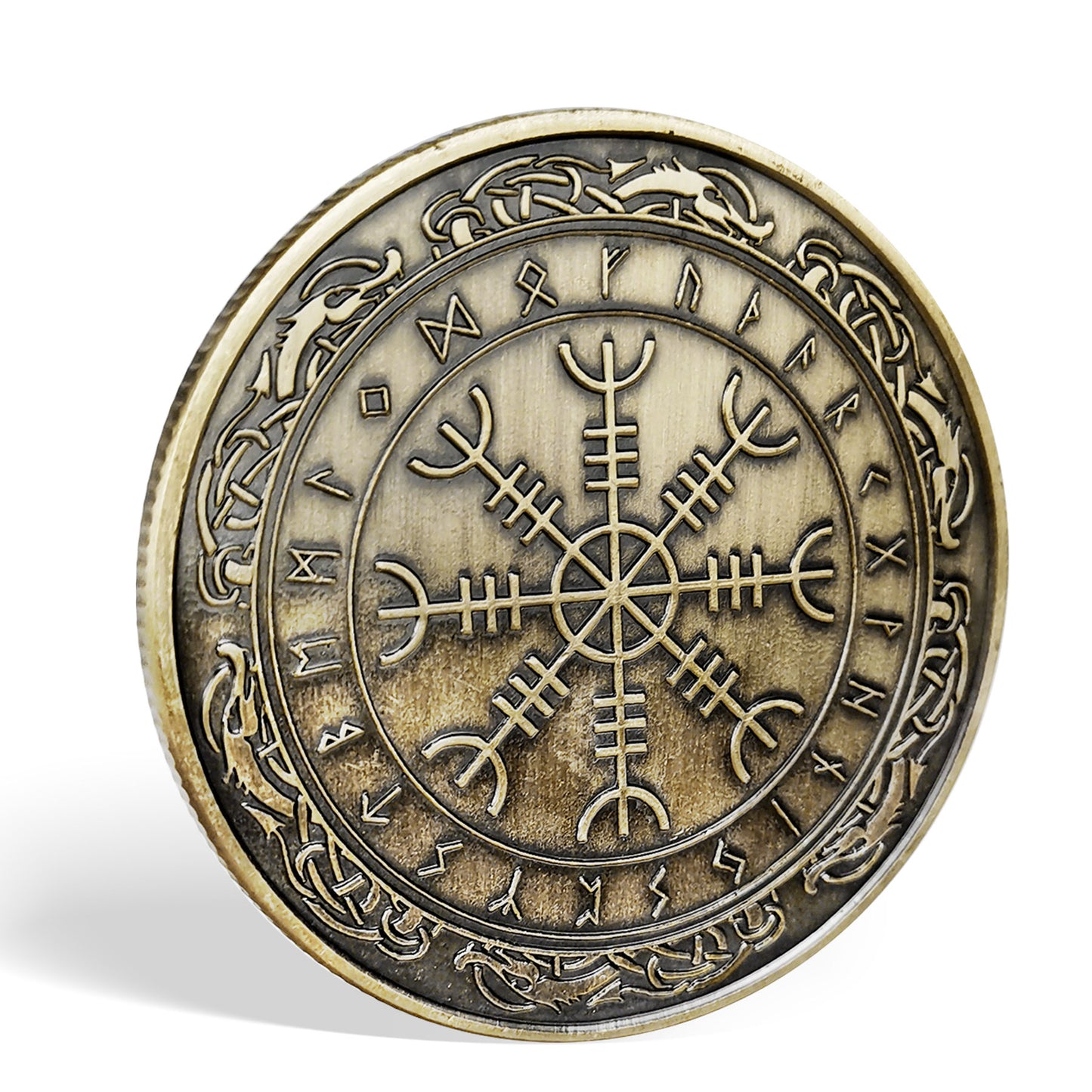 Viking Aegishjalmur Coin The Helm of Awe Coin Nordic Mythology Talisman