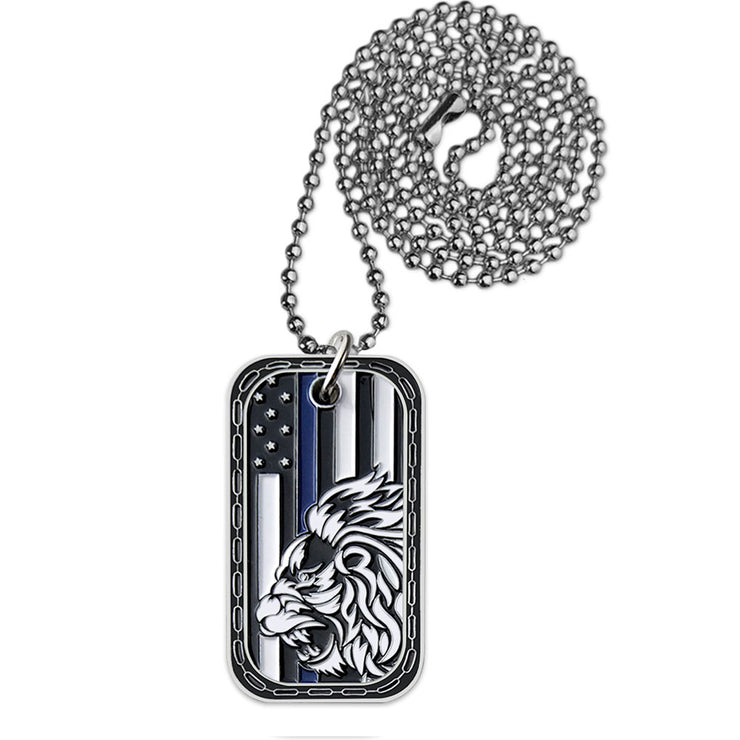 LEO Challenge Coin A Thin Blue Line Dog Tag Police Lion Featured Collectible