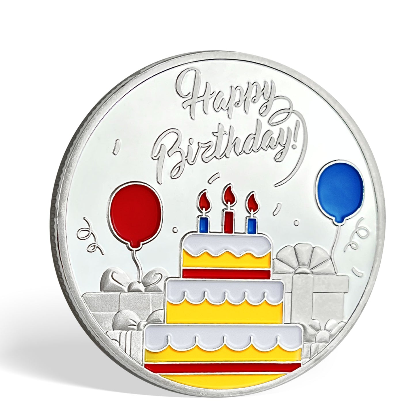 Happy Birthday Coin, Christian Birthday Gifts for Friends for Siblings, Grandson or Granddaughter, Boys & Girls, Red and Blue Balloon