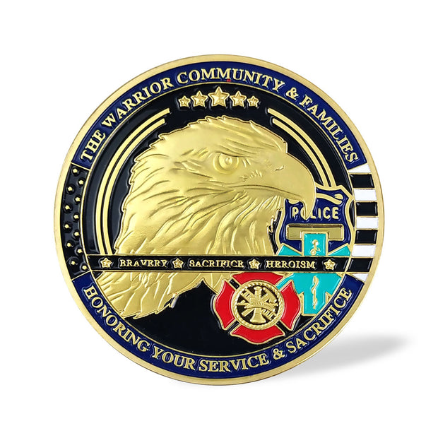 Red White Blue Line Hero Veteran Police Challenge Coin