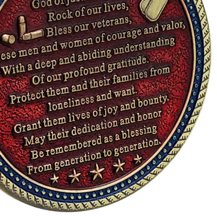 Military Veterans Salute Challenge Coin Prayer Medallion Honorable Hero Collectible-AtSKnSK