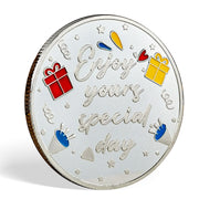Happy Birthday Coin, Christian Birthday Gifts for Friends for Siblings, Grandson or Granddaughter, Boys & Girls, Red and Blue Balloon