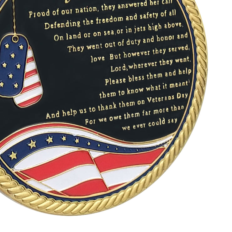 A Prayer for Veterans Challenge Coin Honoring All Who Served Medallion Gift-AtSKnSK