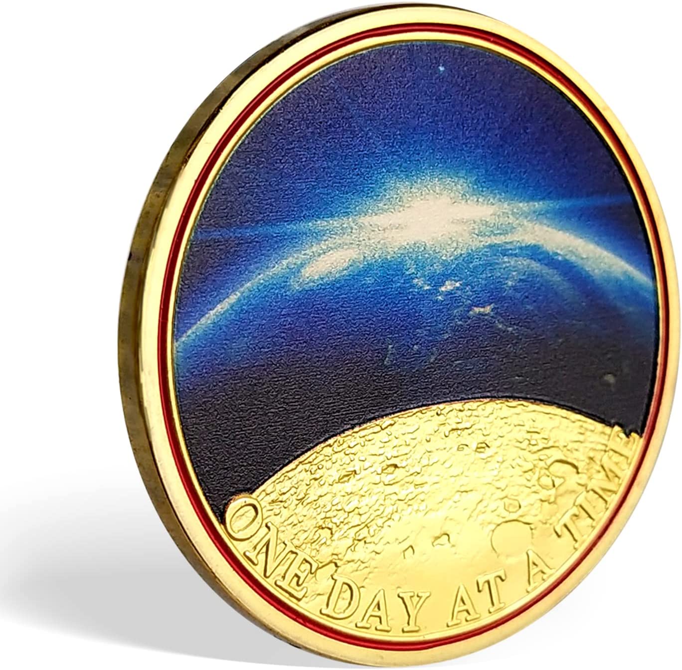One Day at A Time Sobriety Coin Universe Sun Earth Moon AA Medallion Serenity Prayer Chip Pocket Token
