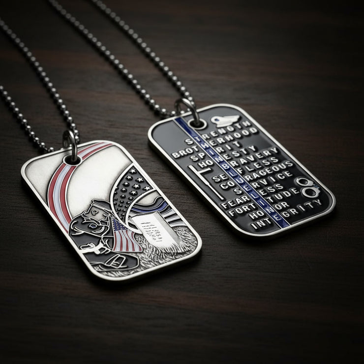 Police Commmorative Prayer Dog Tag Featured Challenge Coin Blue Lives Matter