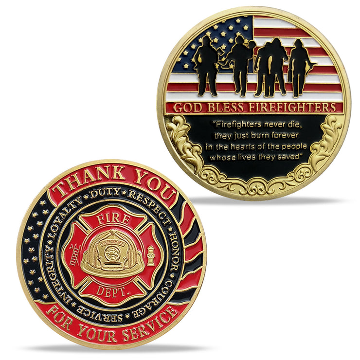 Firefighter Challenge Coin Thank You for Your Service